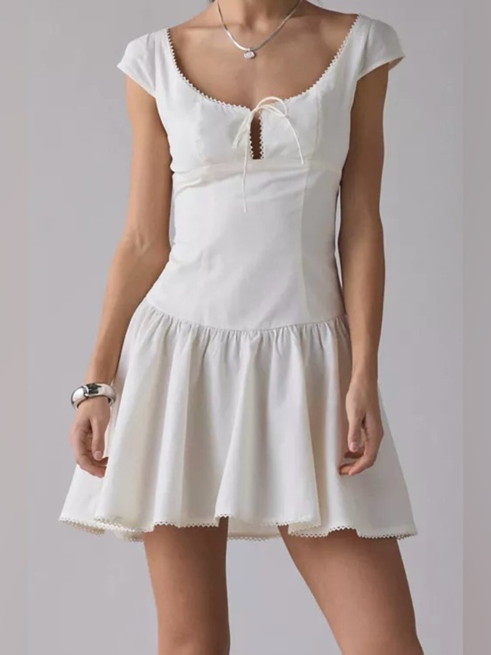 UO Kimchi Blue Right On Time Drop Waist Fit-And-Flare Mini Dress